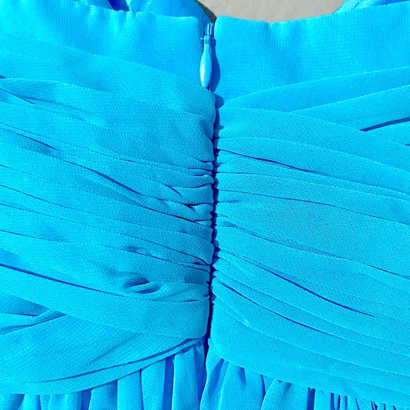 Turquoise short chiffon formal wear dress - Picture 5 of 8